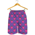 Purple Strawberry Pattern Print Men's Shorts