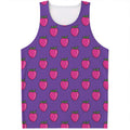 Purple Strawberry Pattern Print Men's Tank Top
