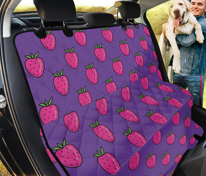Purple Strawberry Pattern Print Pet Car Back Seat Cover