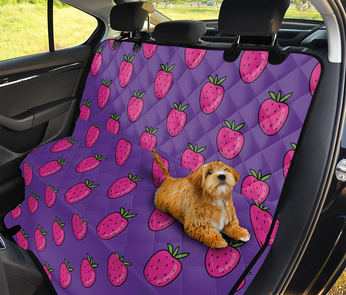 Purple Strawberry Pattern Print Pet Car Back Seat Cover
