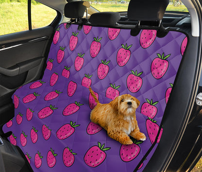 Purple Strawberry Pattern Print Pet Car Back Seat Cover