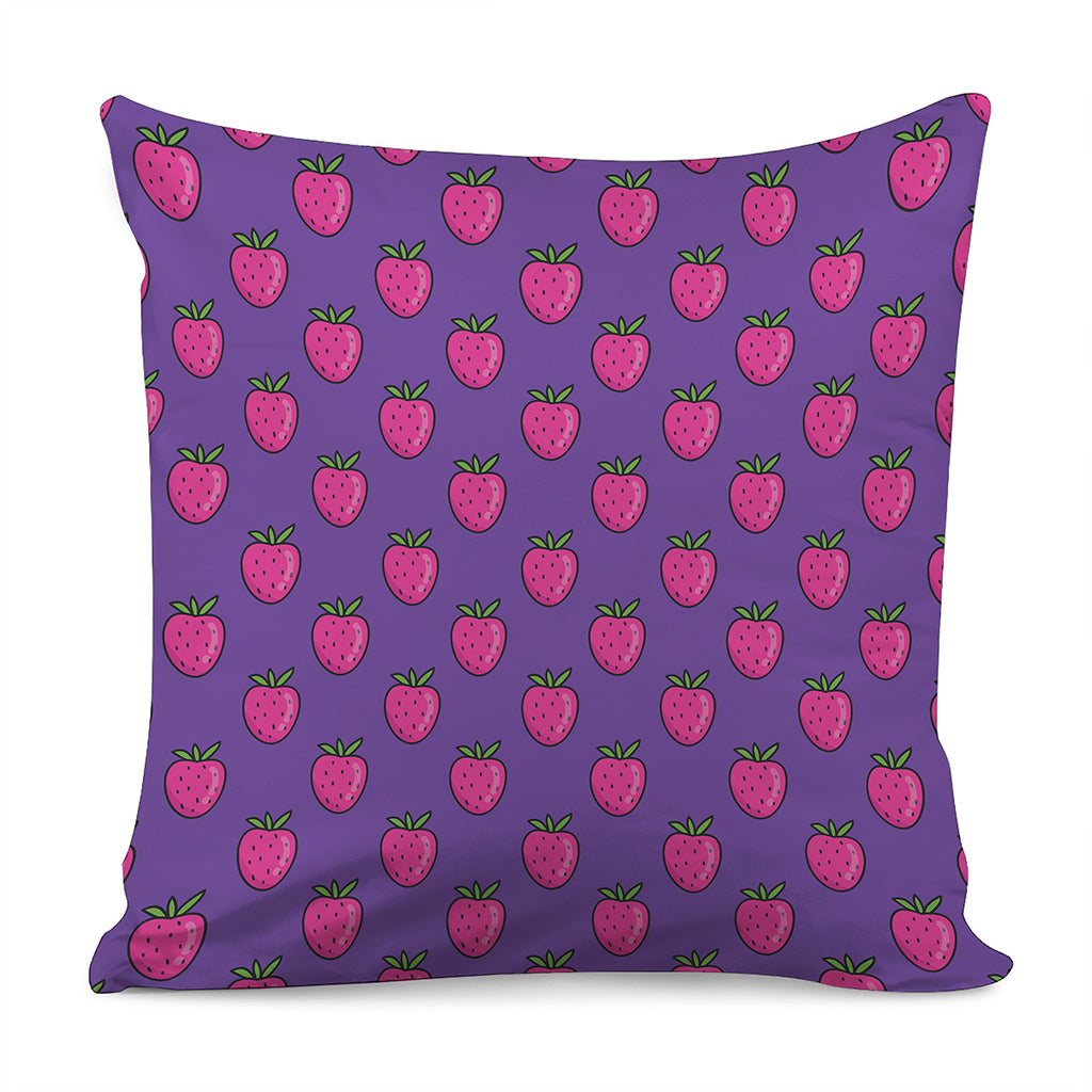 Purple Strawberry Pattern Print Pillow Cover