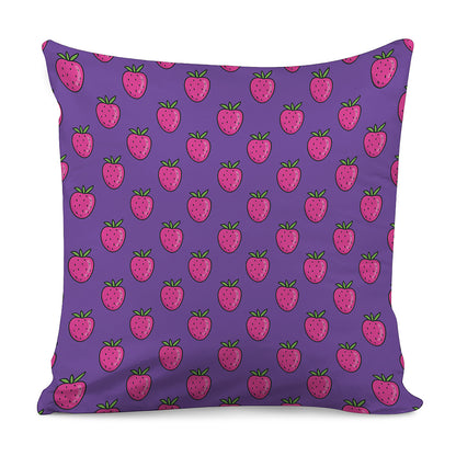 Purple Strawberry Pattern Print Pillow Cover