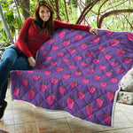 Purple Strawberry Pattern Print Quilt