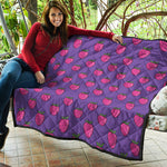 Purple Strawberry Pattern Print Quilt