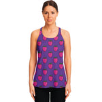 Purple Strawberry Pattern Print Women's Racerback Tank Top
