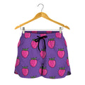 Purple Strawberry Pattern Print Women's Shorts
