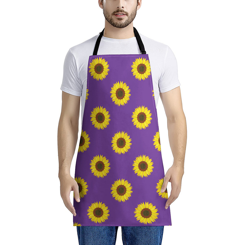 Purple Sunflower Pattern Print Apron