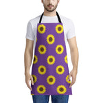 Purple Sunflower Pattern Print Apron