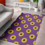 Purple Sunflower Pattern Print Area Rug