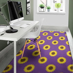 Purple Sunflower Pattern Print Area Rug