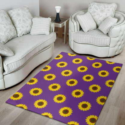 Purple Sunflower Pattern Print Area Rug