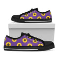 Purple Sunflower Pattern Print Black Low Top Sneakers