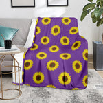Purple Sunflower Pattern Print Blanket