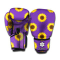 Purple Sunflower Pattern Print Boxing Gloves