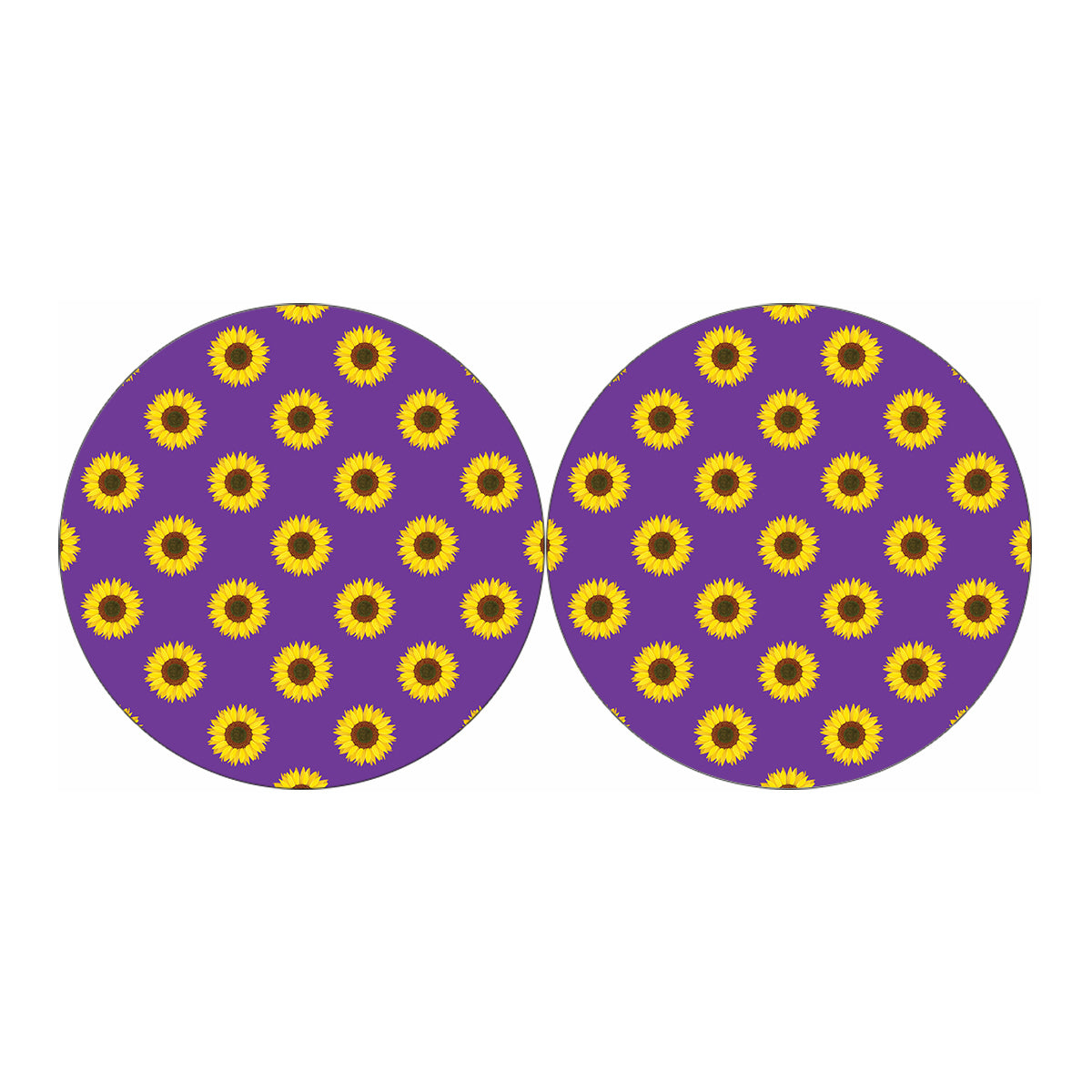 Purple Sunflower Pattern Print Car Coasters