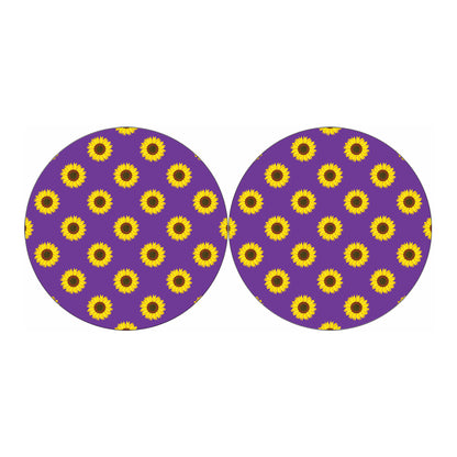Purple Sunflower Pattern Print Car Coasters