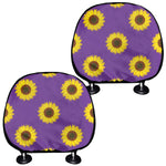 Purple Sunflower Pattern Print Car Headrest Covers