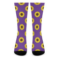 Purple Sunflower Pattern Print Crew Socks