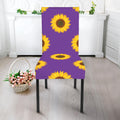 Purple Sunflower Pattern Print Dining Chair Slipcover