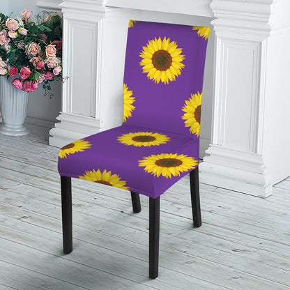 Purple Sunflower Pattern Print Dining Chair Slipcover
