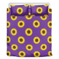 Purple Sunflower Pattern Print Duvet Cover Bedding Set