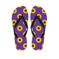 Purple Sunflower Pattern Print Flip Flops