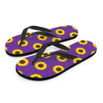 Purple Sunflower Pattern Print Flip Flops