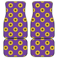 Purple Sunflower Pattern Print Front and Back Car Floor Mats