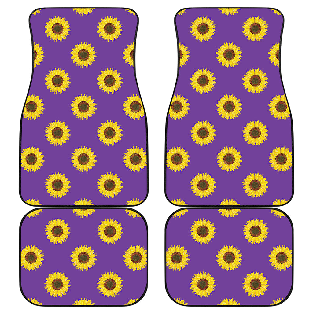 Purple Sunflower Pattern Print Front and Back Car Floor Mats