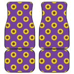 Purple Sunflower Pattern Print Front and Back Car Floor Mats