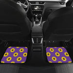 Purple Sunflower Pattern Print Front and Back Car Floor Mats