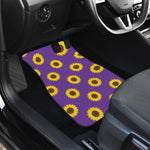 Purple Sunflower Pattern Print Front and Back Car Floor Mats