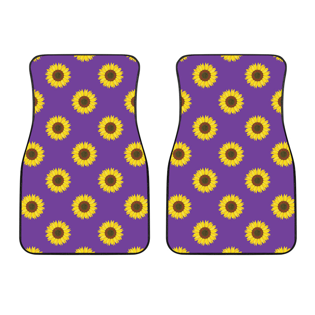 Purple Sunflower Pattern Print Front Car Floor Mats