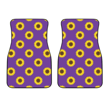 Purple Sunflower Pattern Print Front Car Floor Mats