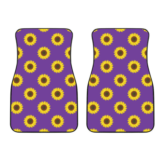 Purple Sunflower Pattern Print Front Car Floor Mats