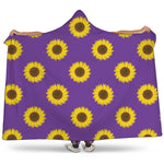 Purple Sunflower Pattern Print Hooded Blanket