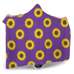 Purple Sunflower Pattern Print Hooded Blanket