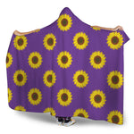 Purple Sunflower Pattern Print Hooded Blanket