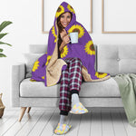 Purple Sunflower Pattern Print Hooded Blanket