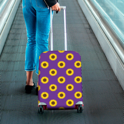 Purple Sunflower Pattern Print Luggage Cover