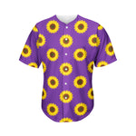 Purple Sunflower Pattern Print Men's Baseball Jersey