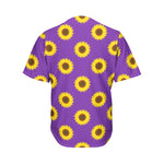 Purple Sunflower Pattern Print Men's Baseball Jersey