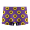 Purple Sunflower Pattern Print Men's Boxer Briefs