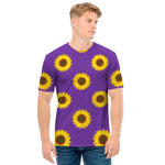 Purple Sunflower Pattern Print Men's T-Shirt