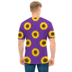 Purple Sunflower Pattern Print Men's T-Shirt