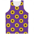 Purple Sunflower Pattern Print Men's Tank Top