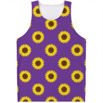 Purple Sunflower Pattern Print Men's Tank Top