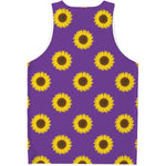 Purple Sunflower Pattern Print Men's Tank Top