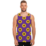 Purple Sunflower Pattern Print Men's Tank Top